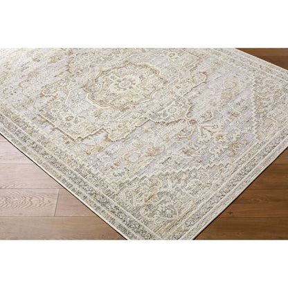 Carmela BOCM-2303 Rug by Becki Owens x Livabliss in ivory, light beige, beige, tan, medium gray. Made from polyester, polypropylene in a unique style.