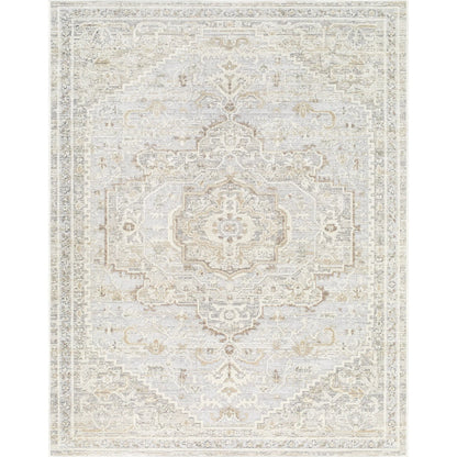 Carmela BOCM-2303 Rug by Becki Owens x Livabliss in ivory, light beige, beige, tan, medium gray. Made from polyester, polypropylene in a unique style.