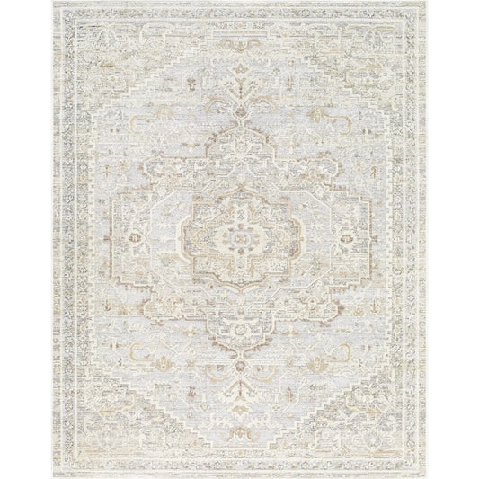 Carmela BOCM-2303 Rug by Becki Owens x Livabliss in ivory, light beige, beige, tan, medium gray. Made from polyester, polypropylene in a unique style.