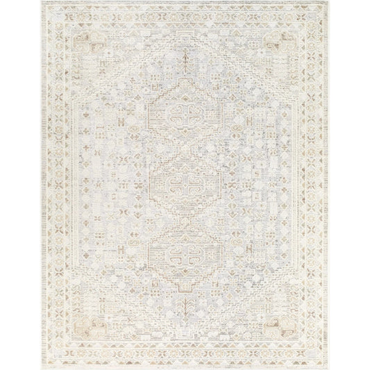 Carmela BOCM-2304 Rug by Becki Owens x Livabliss in ivory, beige, light beige, tan, medium gray. Made from polyester, polypropylene in a unique style.
