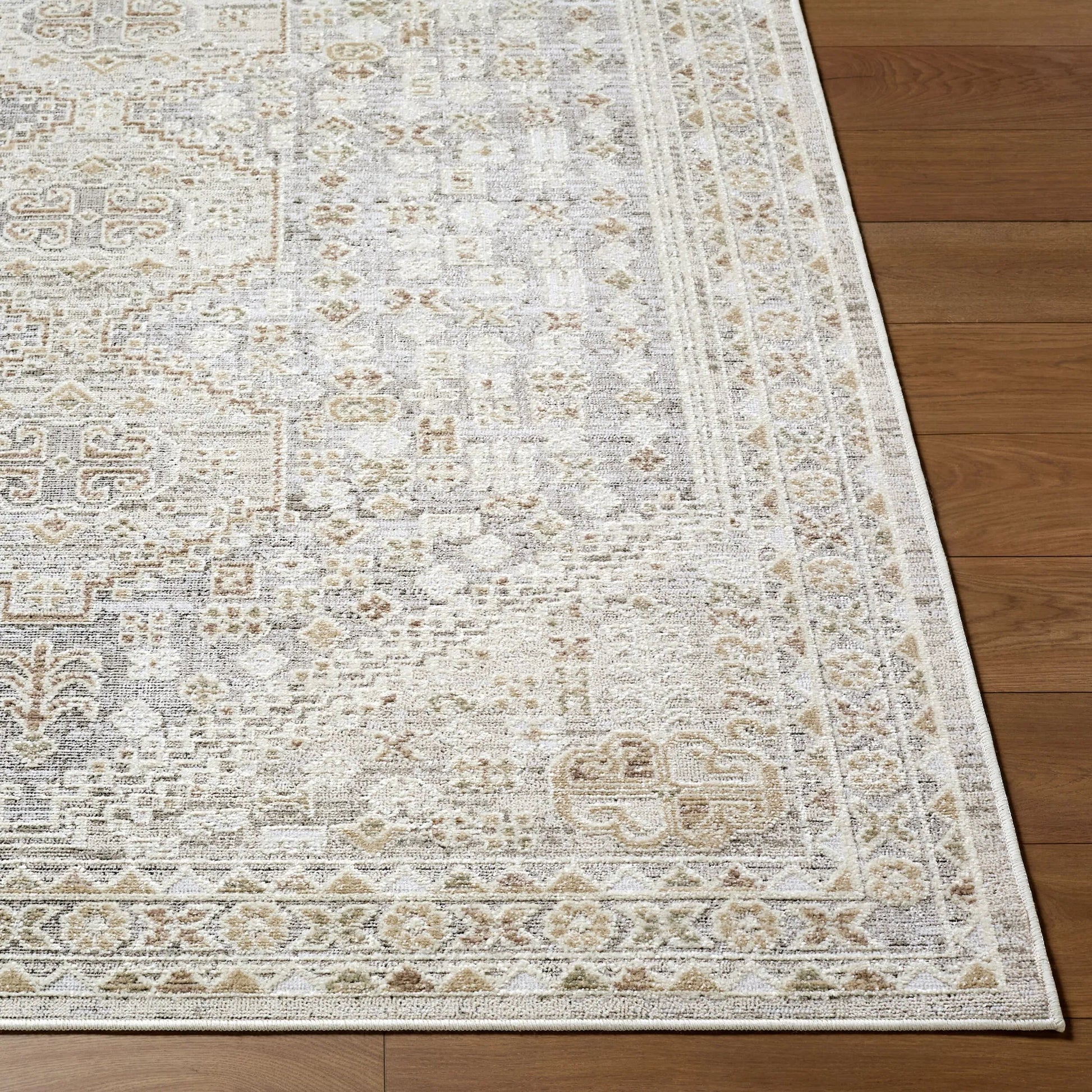Carmela BOCM-2304 Rug by Becki Owens x Livabliss in ivory, beige, light beige, tan, medium gray. Made from polyester, polypropylene in a unique style.