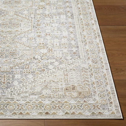 Carmela BOCM-2304 Rug by Becki Owens x Livabliss in ivory, beige, light beige, tan, medium gray. Made from polyester, polypropylene in a unique style.