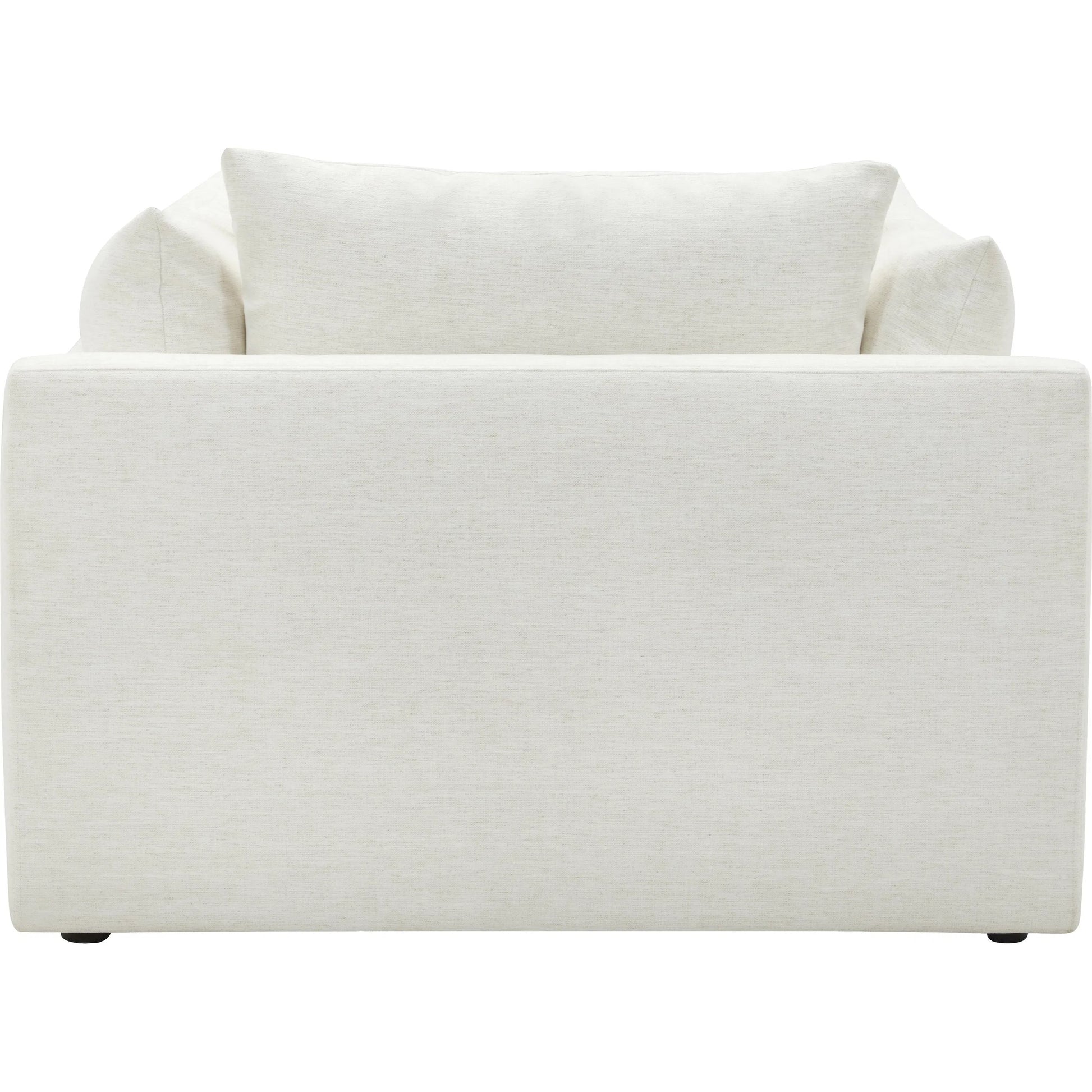 Capitola Accent Chair by Becki Owens x Surya in white and stained. Made from polyester, linen, black plywood, foam, duck feathers in a unique style.