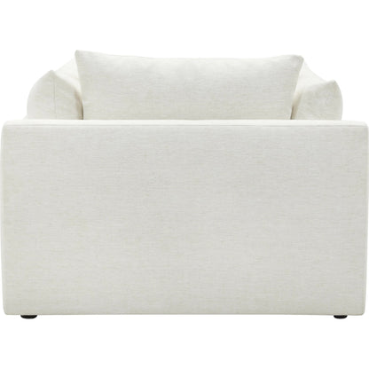 Capitola Accent Chair by Becki Owens x Surya in white and stained. Made from polyester, linen, black plywood, foam, duck feathers in a unique style.