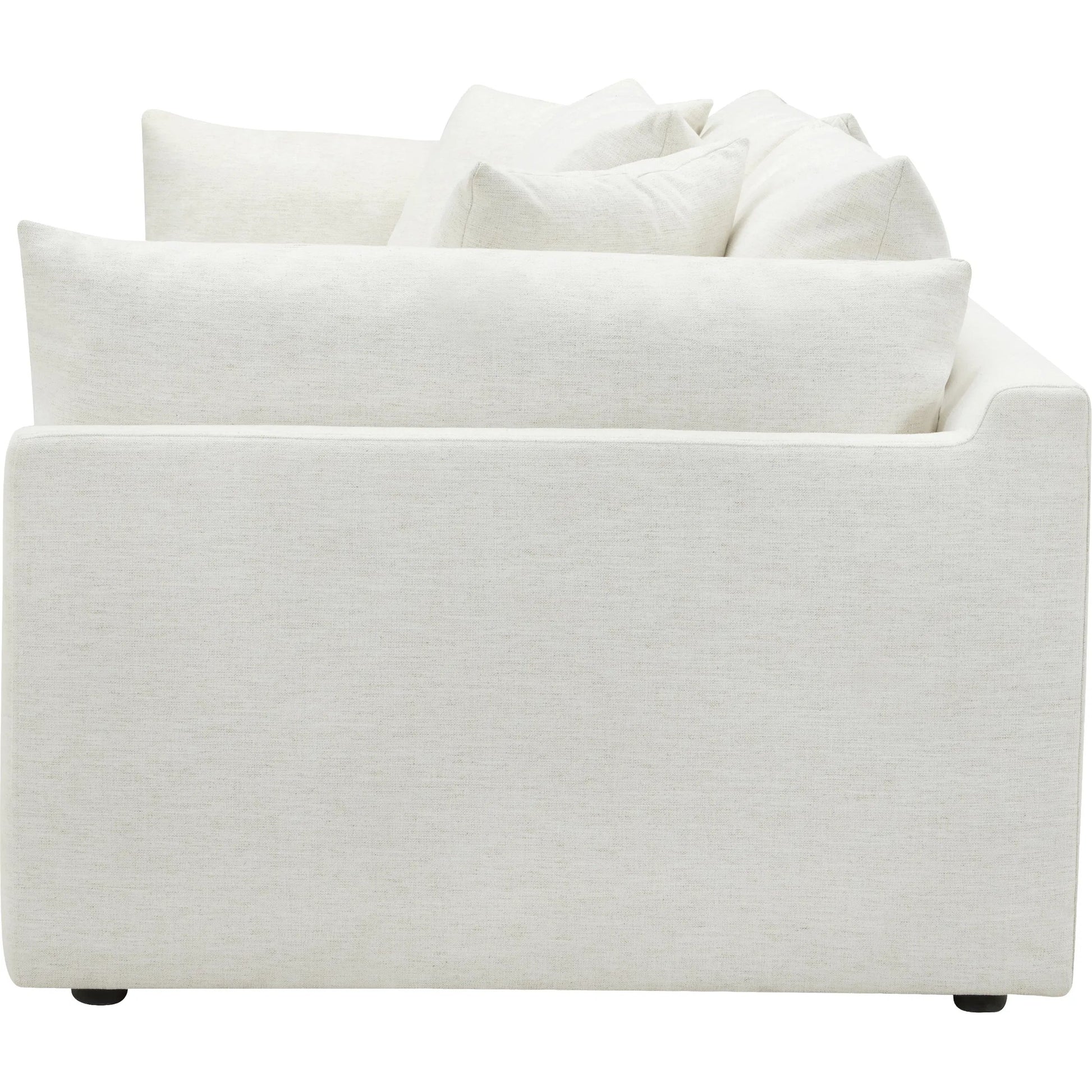 Capitola Accent Chair by Becki Owens x Surya in white and stained. Made from polyester, linen, black plywood, foam, duck feathers in a unique style.