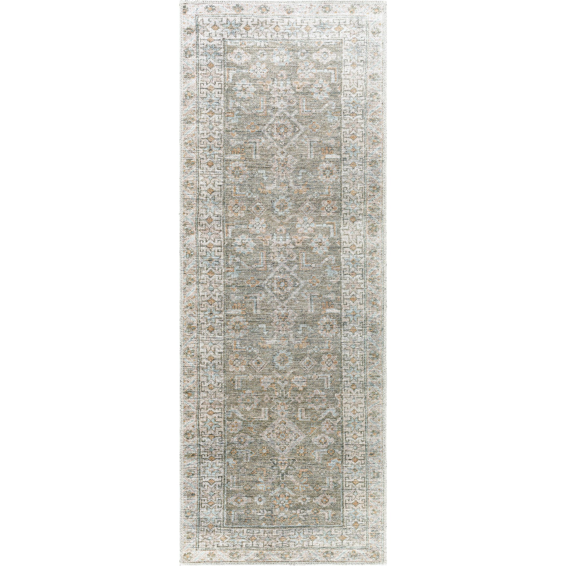Darling BODA-2301 Rug by Becki Owens x Livabliss in cream, ice blue, burnt orange, beige, olive. Made from polyester in a unique style.