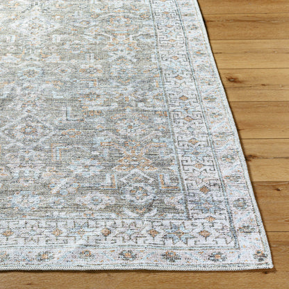 Darling BODA-2301 Rug by Becki Owens x Livabliss in cream, ice blue, burnt orange, beige, olive. Made from polyester in a unique style.