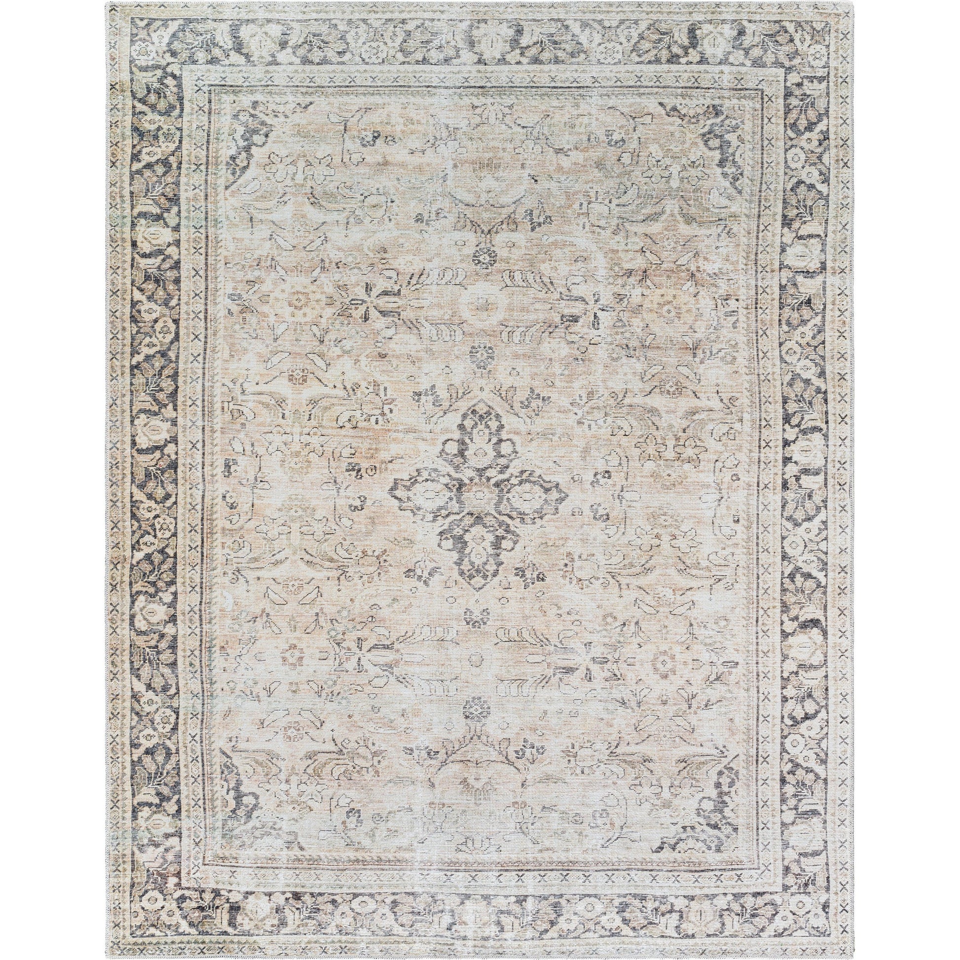 Darling Rug - 527947 by Becki Owens x Livabliss in tan, black, sage, brown, white, burnt orange. Made from polyester in a unique style.