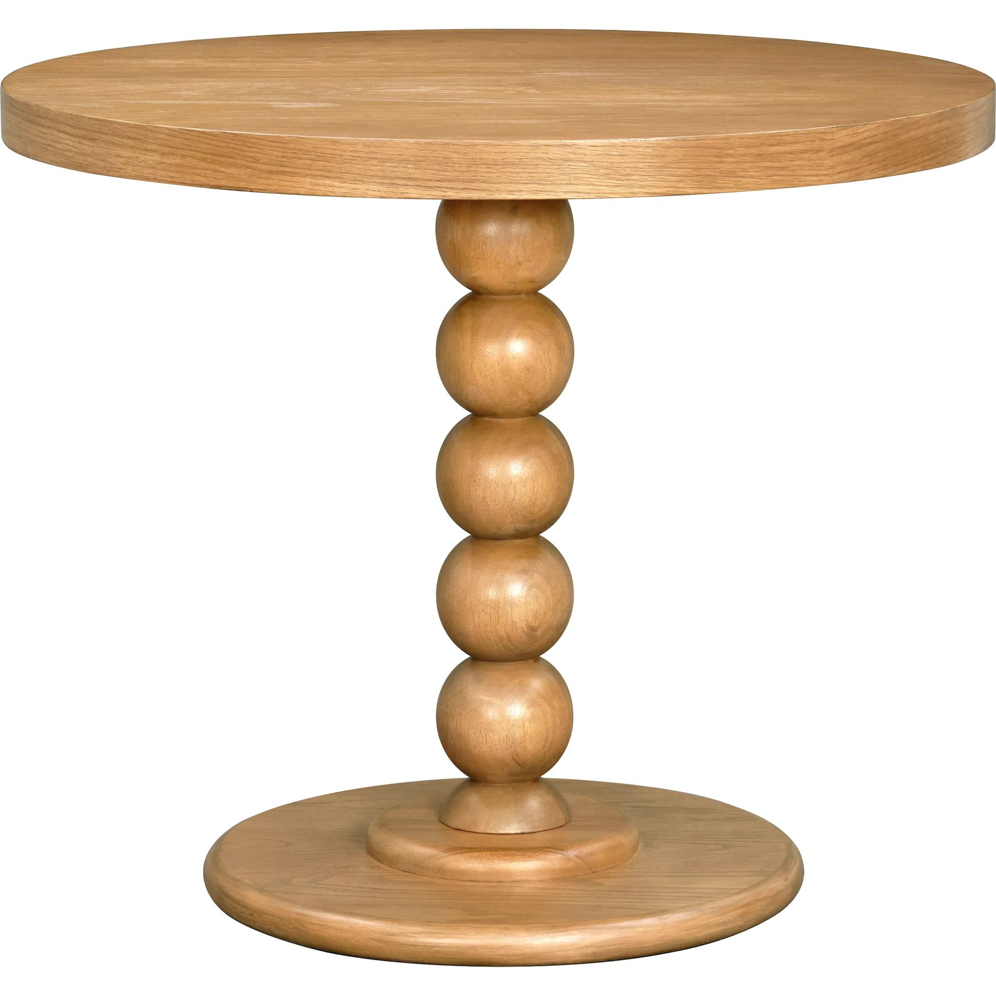 Del Ray Round Dining Table by Becki Owens x Livabliss in tan and stained. Made from ash wood veneer, rubber wood in a transitional style.