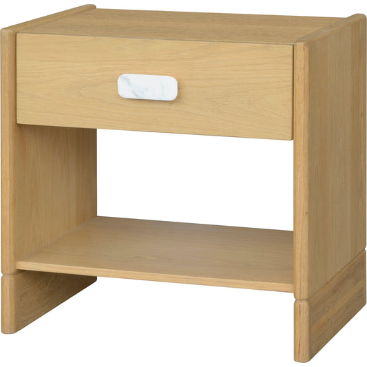 Bodo Nightstand - 531791 by Surya in natural. Made from top: wood veneer, manufactured wood, marble, base: oak in a modern style.