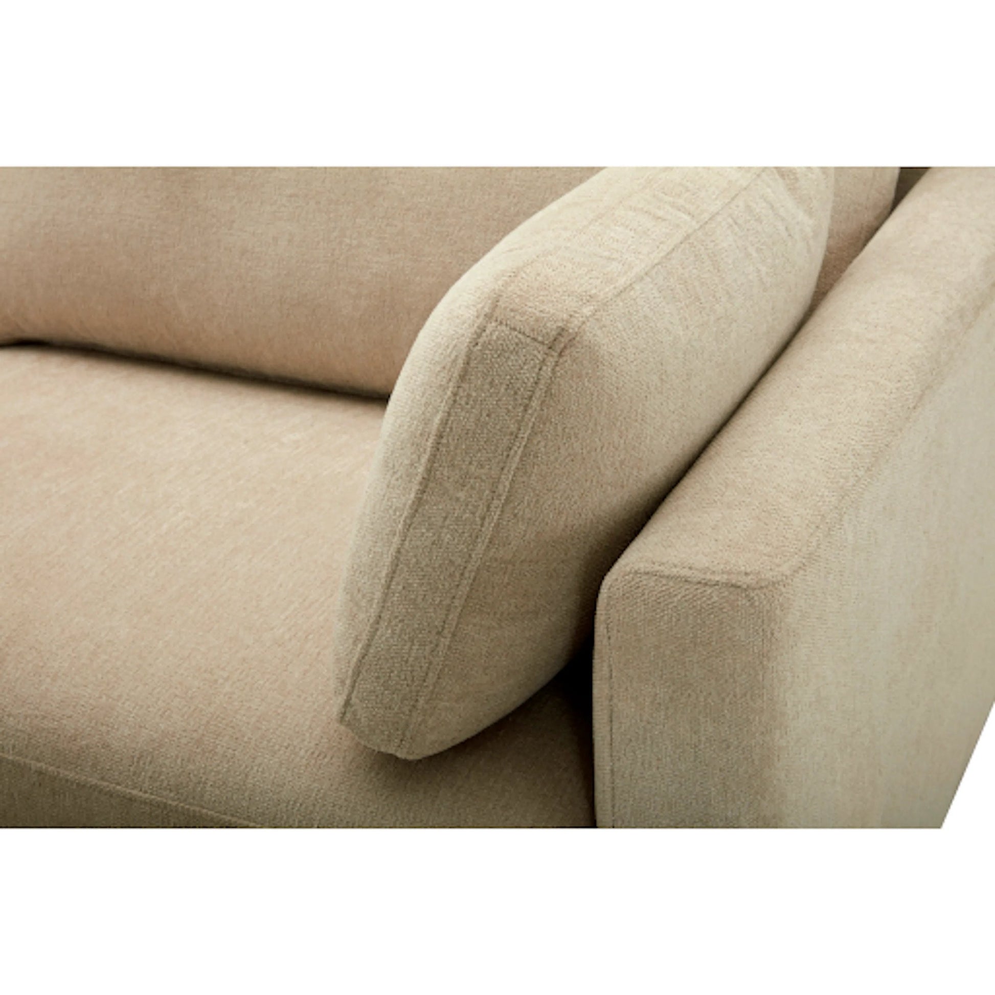 Elmar Sofa by Becki Owens x Surya in beige and ash. Made from polyester, plywood, foam, dacron in a transitional style.