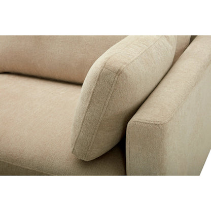 Elmar Sofa by Becki Owens x Surya in beige and ash. Made from polyester, plywood, foam, dacron in a transitional style.
