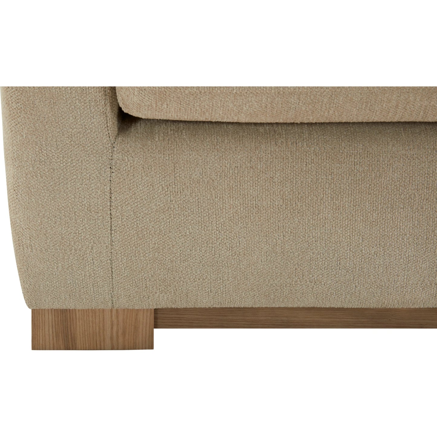 005 SI-2258739 | Closeup | Elmar Sofa by Becki Owens x Surya in beige and ash. Made from polyester, plywood, foam, dacron in a transitional style.