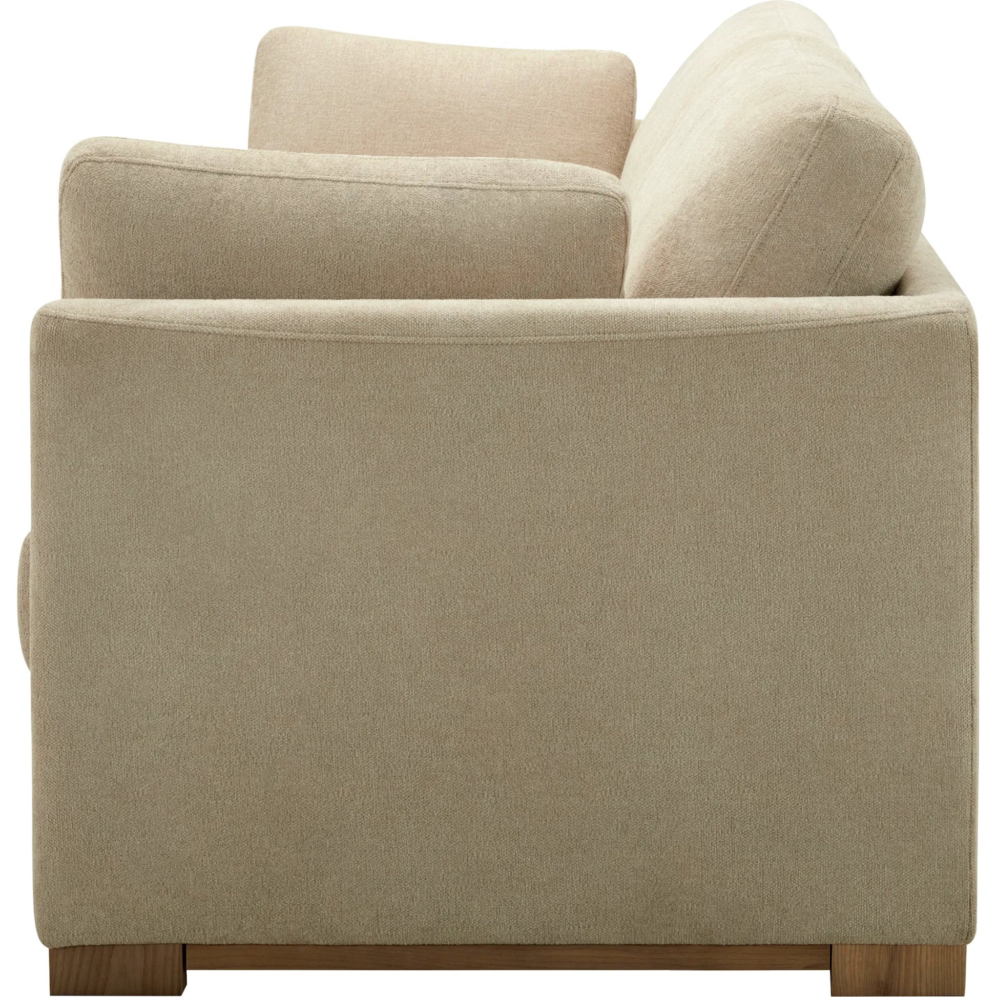 Elmar Sofa by Becki Owens x Surya in beige and ash. Made from polyester, plywood, foam, dacron in a transitional style.