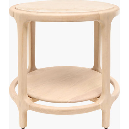 Eve End Table by Becki Owens x Surya in cream, beige and polished, lacquered. Made from marble, oak in a transitional style.