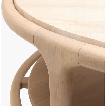 Eve Coffee Table by Becki Owens x Surya in cream, beige and polished, lacquered. Made from marble, oak in a transitional style.