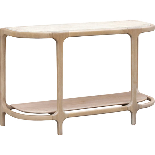 Eve Console Table by Becki Owens x Surya in cream, beige and polished, lacquered. Made from marble, oak in a unique style.