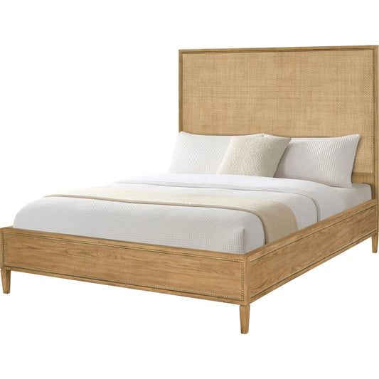 Hermosa Wood Bed by Becki Owens x Surya in brown. Made from rubber wood, oak veneer, rattan, plywood in a unique style.