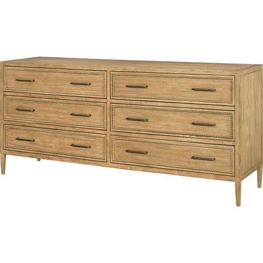 Hermosa Dresser by Becki Owens x Surya in brown. Made from rubber wood, oak veneer in a unique style.