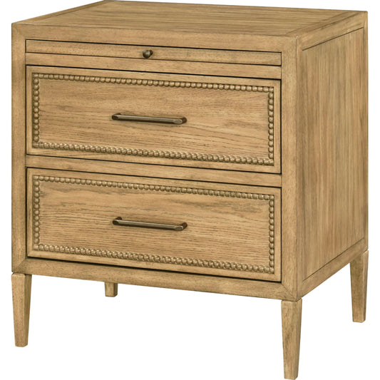 Hermosa Nightstand by Becki Owens x Surya in brown. Made from rubber wood, oak veneer in a unique style.