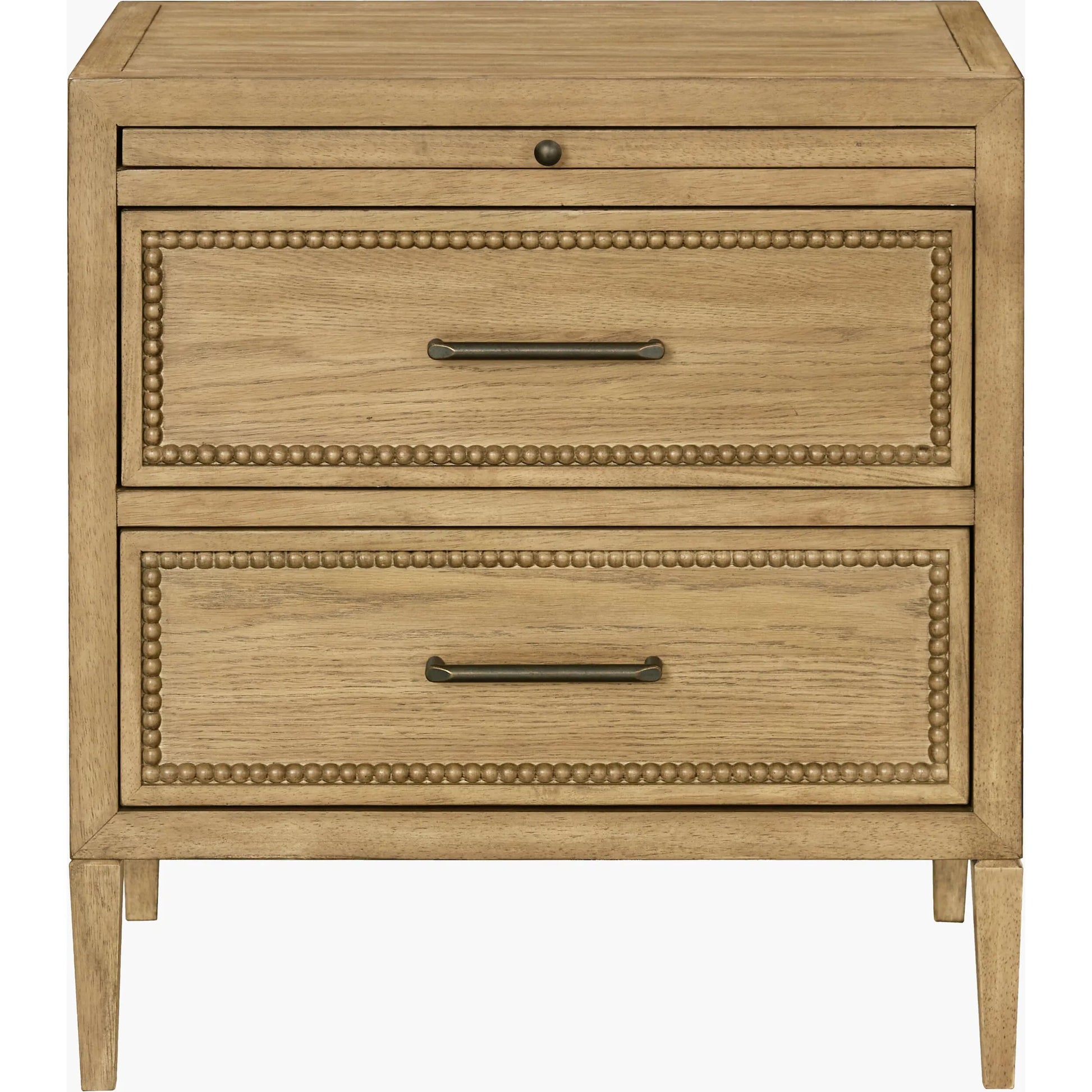 Hermosa Nightstand by Becki Owens x Surya in brown. Made from rubber wood, oak veneer in a transitional style.
