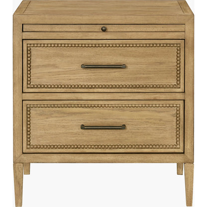 Hermosa Nightstand by Becki Owens x Surya in brown. Made from rubber wood, oak veneer in a transitional style.