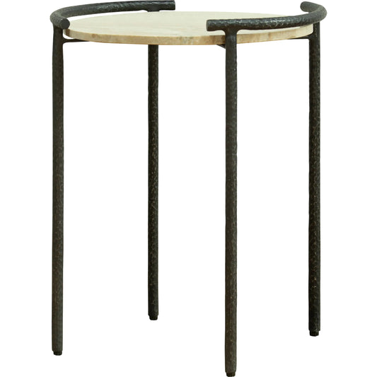 Ojai Marble End Table by Becki Owens x Surya in cream, black. Made from marble, iron in a unique style.