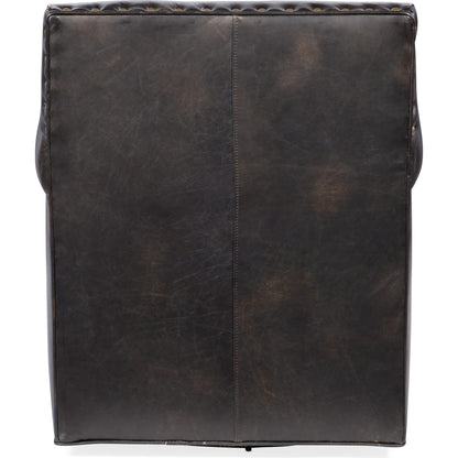 Potter Swivel Club Chair by Hooker Furniture. Made from leather in a traditional style.