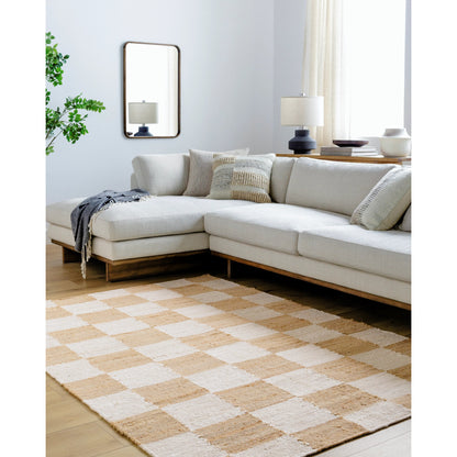 Kamey Rug - 496914 by Becki Owens x Livabliss in light slate, brown, light brown. Made from face: 100% jute, warp: 100% cotton in a unique style.