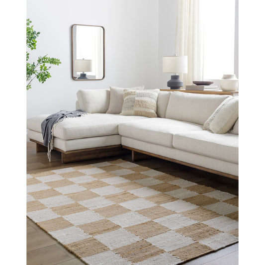Kamey Rug - 496914 by Becki Owens x Livabliss in light silver, tan, camel. Made from face: 100% jute, warp: 100% cotton in a unique style.