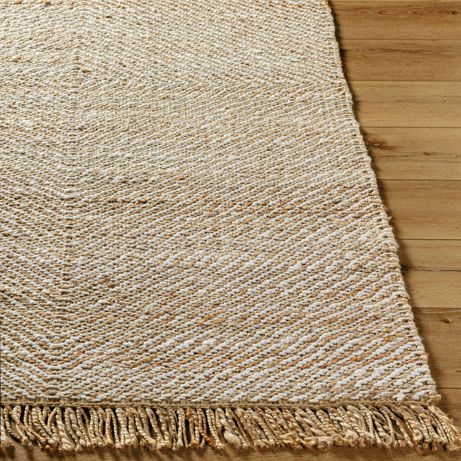 Kamey Rug - 496928 by Becki Owens x Livabliss in beige, wheat, ivory. Made from jute in a unique style.