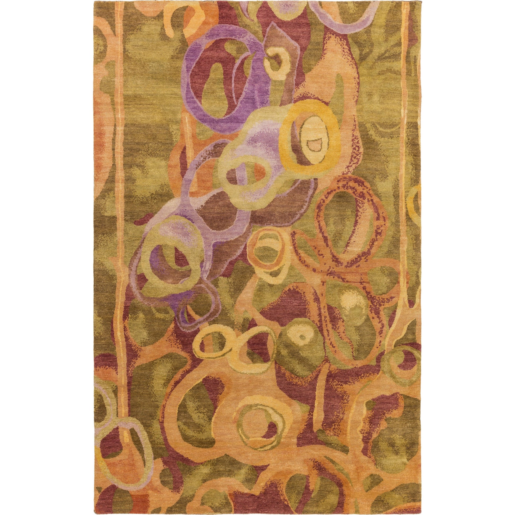 Brought to Light BOL-4004 Rug by Surya in brown, light olive, burgandy, magenta, camel, olive. Made from 100% wool in a unique style.