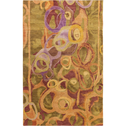 Brought to Light BOL-4004 Rug by Surya in brown, light olive, burgandy, magenta, camel, olive. Made from 100% wool in a unique style.