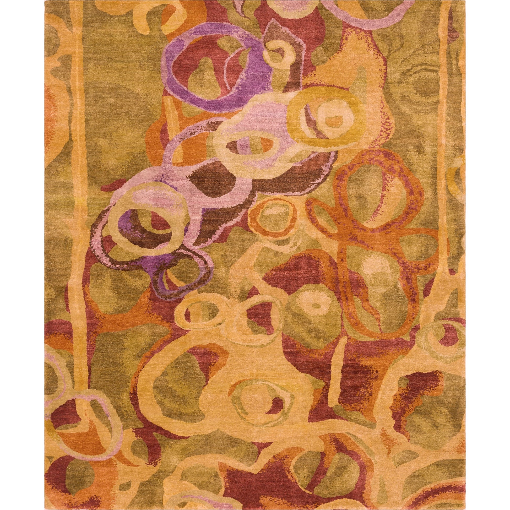 Brought to Light BOL-4004 Rug by Surya in brown, light olive, burgandy, magenta, camel, olive. Made from 100% wool in a unique style.