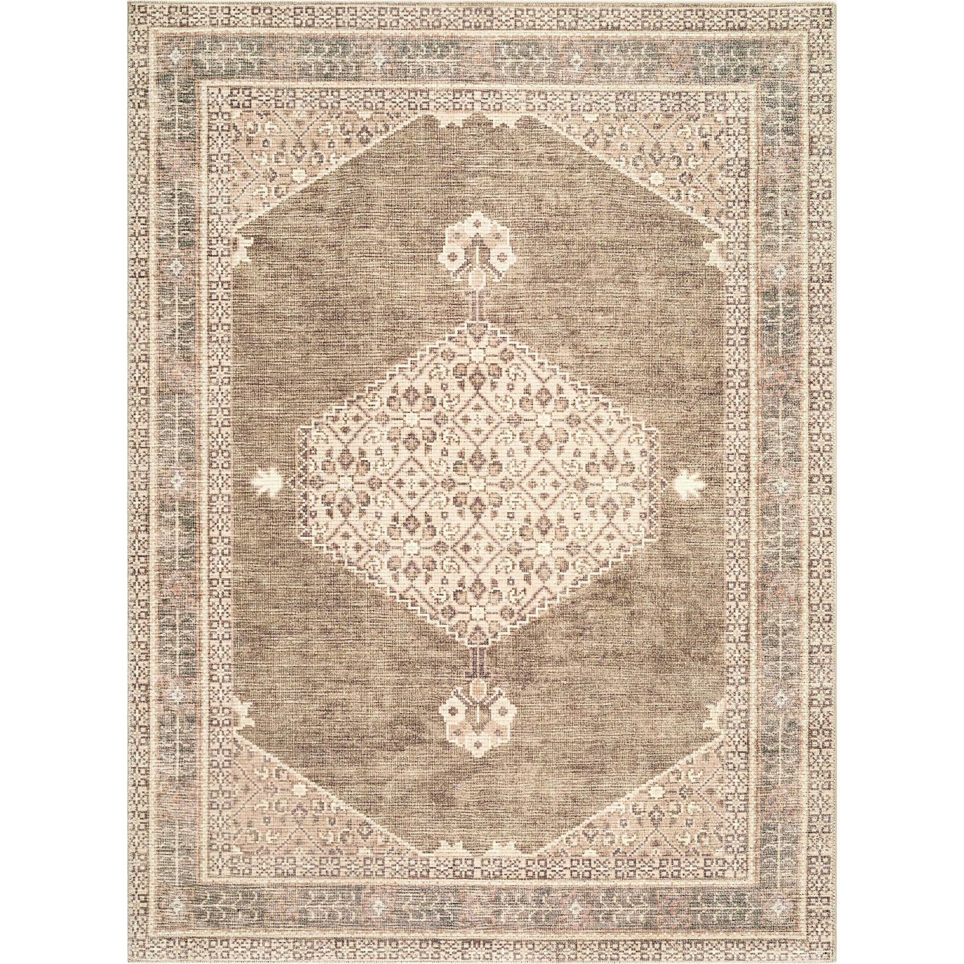 Lila BOLC-2304 Rug by Becki Owens x Livabliss in ivory, olive, brown. Made from polyester in a unique style.