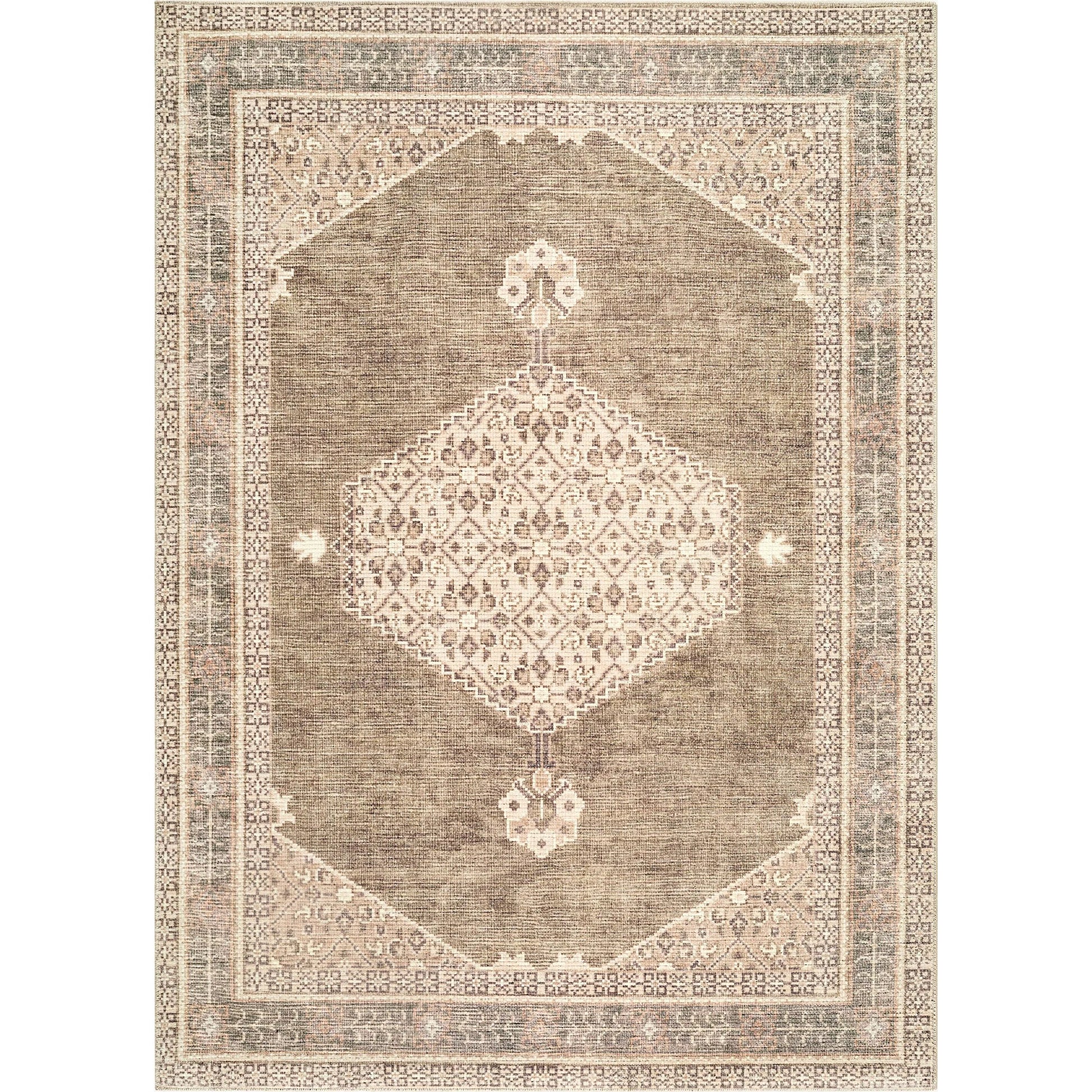 Lila BOLC-2304 Rug by Becki Owens x Livabliss in ivory, olive, brown. Made from polyester in a unique style.