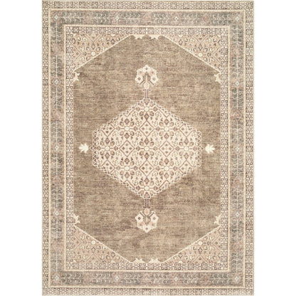 Lila BOLC-2304 Rug by Becki Owens x Livabliss in ivory, olive, brown. Made from polyester in a unique style.