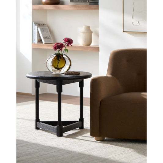 Leandro End Table by Becki Owens x Surya. Made from oak in a unique style.