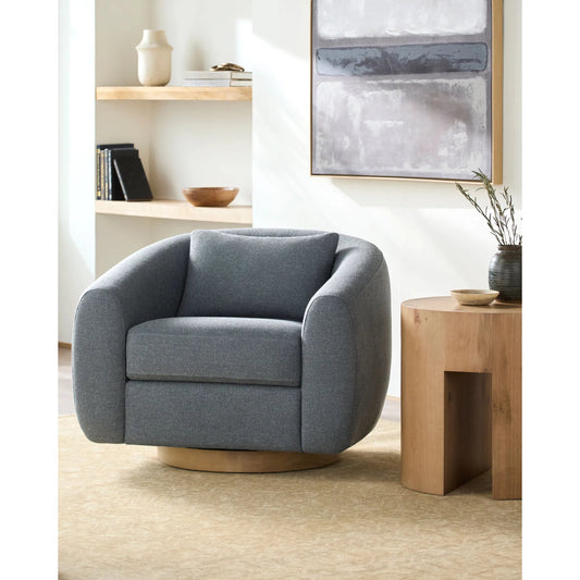 Loma Swivel Chair by Becki Owens x Surya. Made from polyester, rayon, ash wood, foam in a unique style.