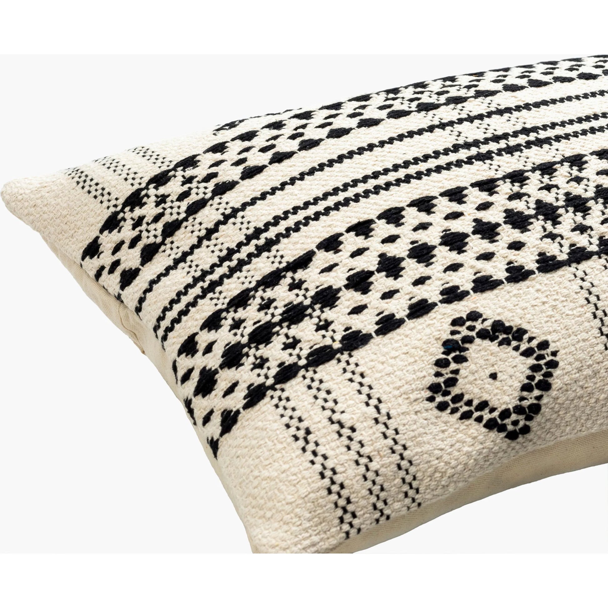 Myrna Pillow - 496189 by Becki Owens x Livabliss in light beige, black. Made from front: 100% cotton, back: 100% cotton in a traditional style.