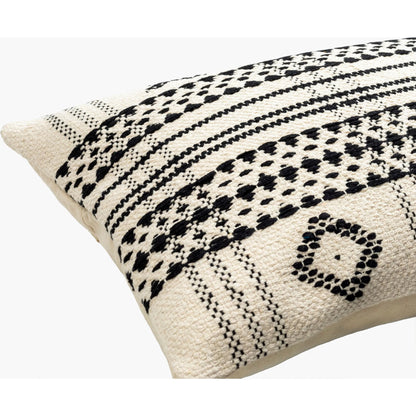 Myrna Pillow - 496189 by Becki Owens x Livabliss in light beige, black. Made from front: 100% cotton, back: 100% cotton in a traditional style.
