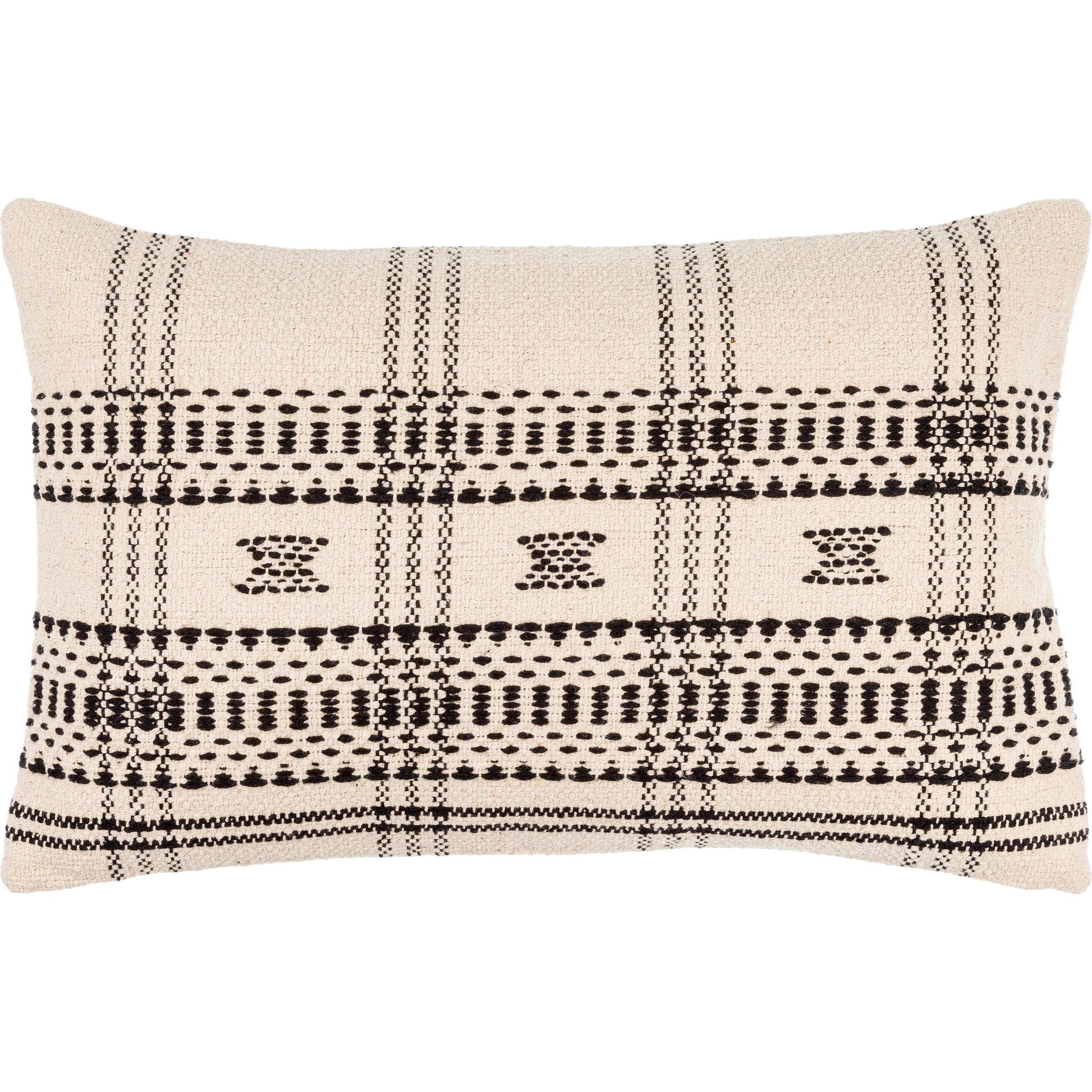 Myrna Pillow - 496189 by Becki Owens x Livabliss in light beige, black. Made from front: 100% cotton, back: 100% cotton in a traditional style.