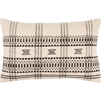 Myrna Pillow - 496189 by Becki Owens x Livabliss in light beige, black. Made from front: 100% cotton, back: 100% cotton in a traditional style.