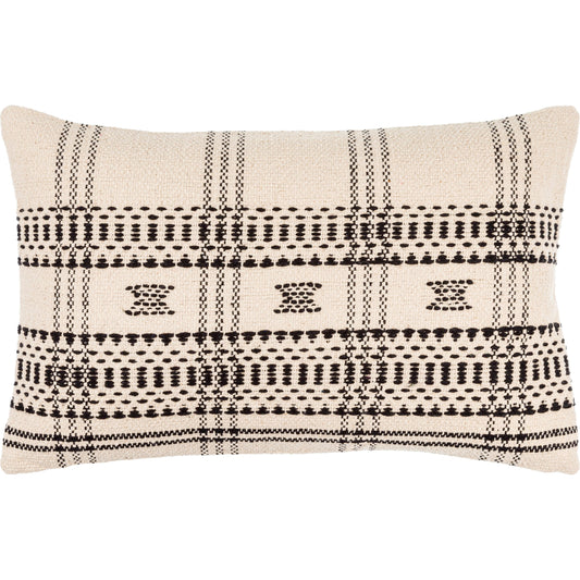 Myrna Pillow - 496189 by Becki Owens x Livabliss in light beige, black. Made from front: 100% cotton, back: 100% cotton in a traditional style.