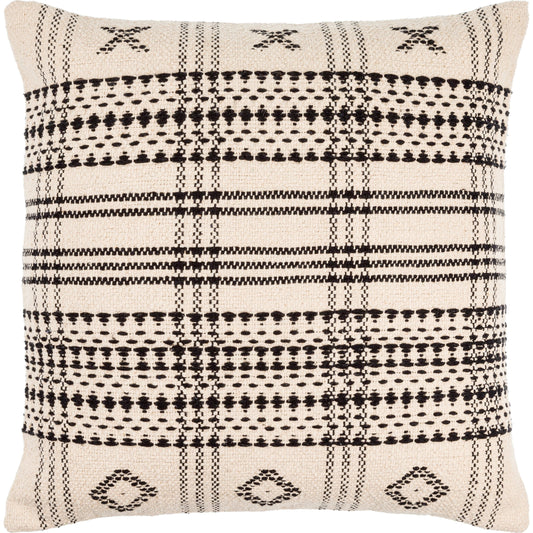 Myrna Pillow - 496189 by Becki Owens x Livabliss in light beige, black. Made from front: 100% cotton, back: 100% cotton in a traditional style.