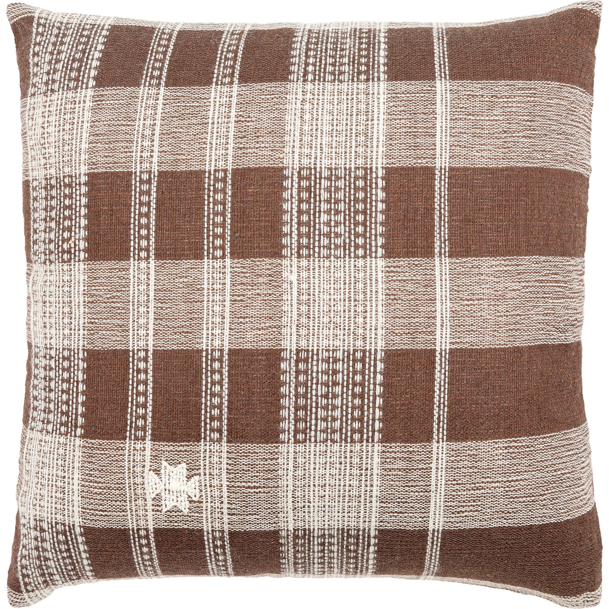 Myrna Pillow - 496200 by Becki Owens x Livabliss in dark brown, white. Made from wool, cotton in a cottage & farmhouse style.