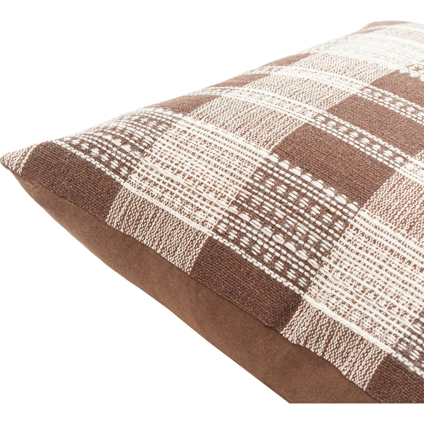 002 SI-2138317,SI-2138318,SI-2138320,SI-2138321,SI-2138323,SI-2138324 | Closeup | Myrna Pillow - 496200 by Becki Owens x Livabliss in dark brown, white. Made from wool, cotton in a cottage & farmhouse style.