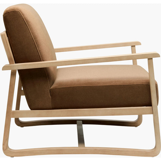 Molera Accent Chair by Becki Owens x Surya in brown and ash. Made from polyester, ash wood, foam in a unique style.