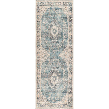 Marlene Rug - 490022 by Becki Owens x Livabliss in ice blue, blue, cream, light sage, charcoal, burgundy. Made from face: 100% polyester, warp: 100% cotton in a unique style.