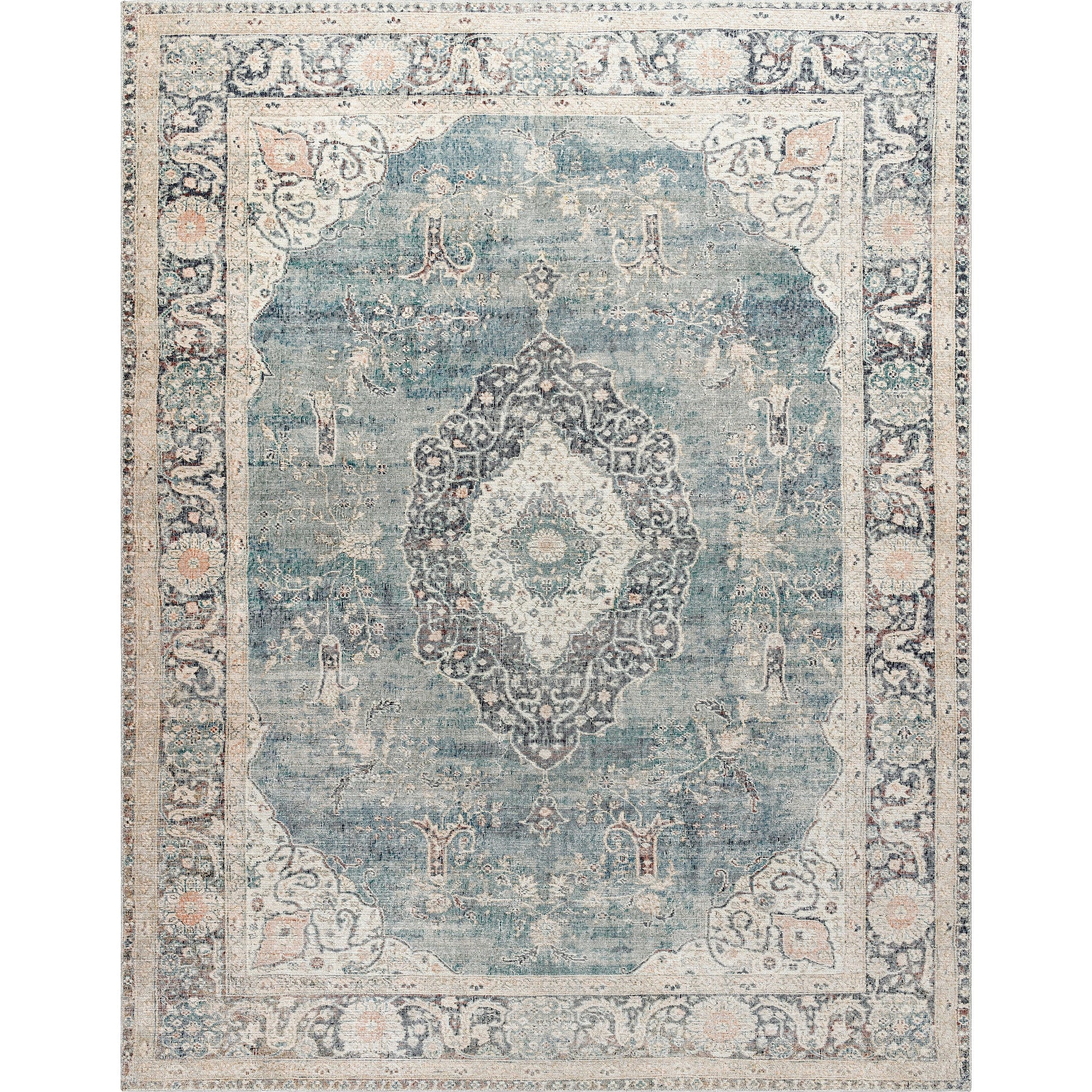Marlene Rug - 490022 by Becki Owens x Livabliss in ice blue, blue, cream, light sage, charcoal, burgundy. Made from face: 100% polyester, warp: 100% cotton in a unique style.